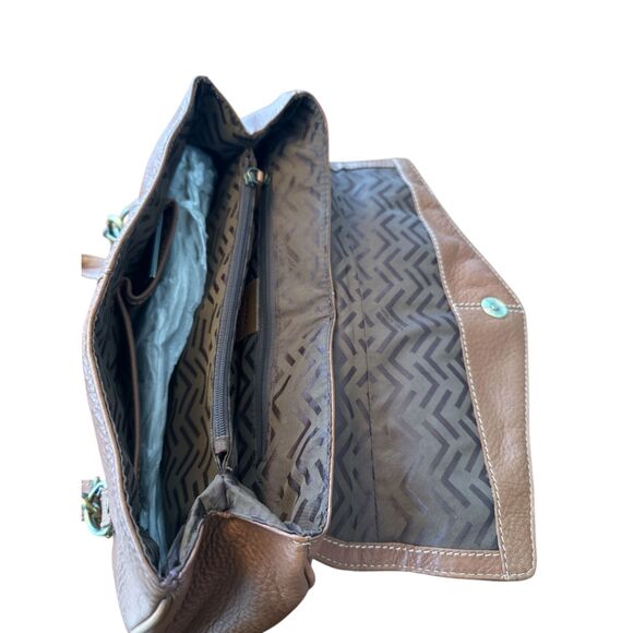 Via Spiga Leather Satchell Bag Brown Pebbled Leather Double Handle - Picture 12 of 13